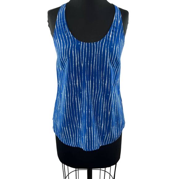 JOIE Blue White Stripe Sleeveless Scoop Neck Racerback Silk Tank Top Size XS - Picture 1 of 9